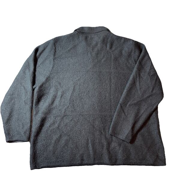 Karen Scott Sz 2X 100% Wool Zip Up Cardigan Black Sweater - Picture 2 of 6